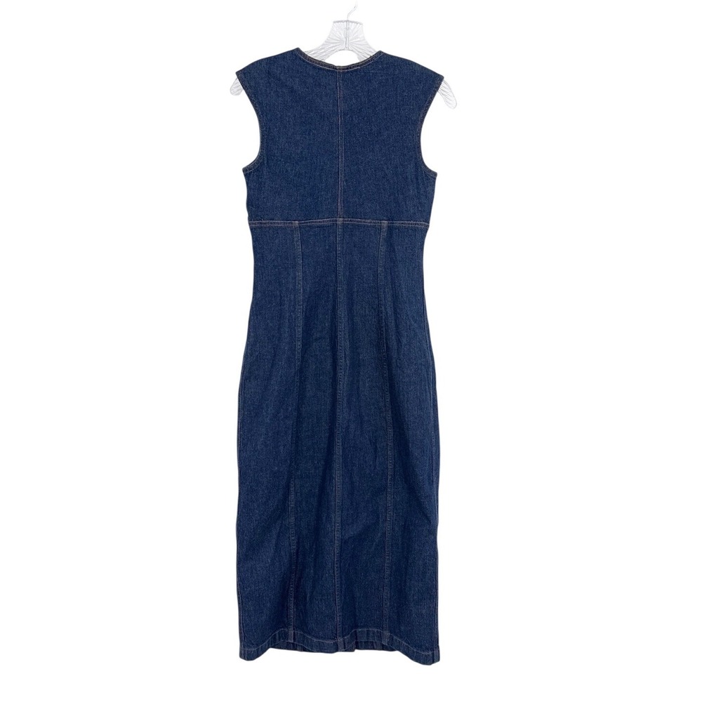 Madewell Square Neck Denim Button Front Midi Dress Benton Wash Women size 0 - Picture 9 of 10